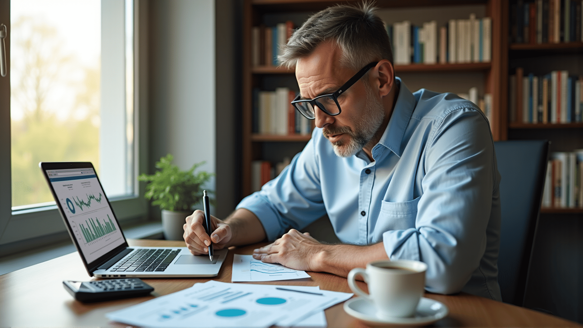 Investor checking documents for scams